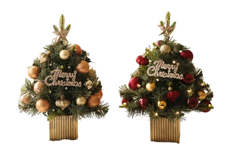 Pre-Decorated Mini Tabletop PVC Christmas Tree