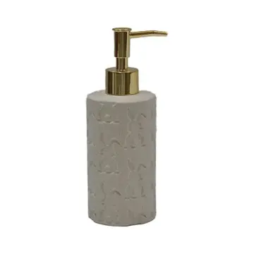 Rabbit Intaglio Stoneware Soap Dispenser – 300ml Ceramic Hand Wash Bottle with Sunken Carving Design | Farmhouse & Cottagecore Bath Decor