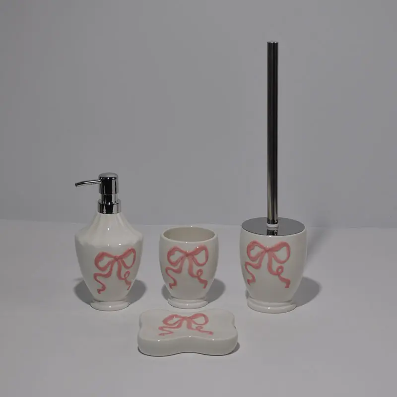 Butterfly knot relief bathroom four piece set