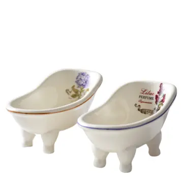 Vintage Floral Bathtub-Shaped Ceramic Soap Dish