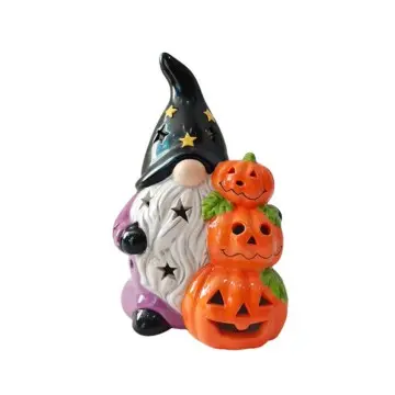 Halloween Dolomite Gnome & Stacked Pumpkin Decor Figurine