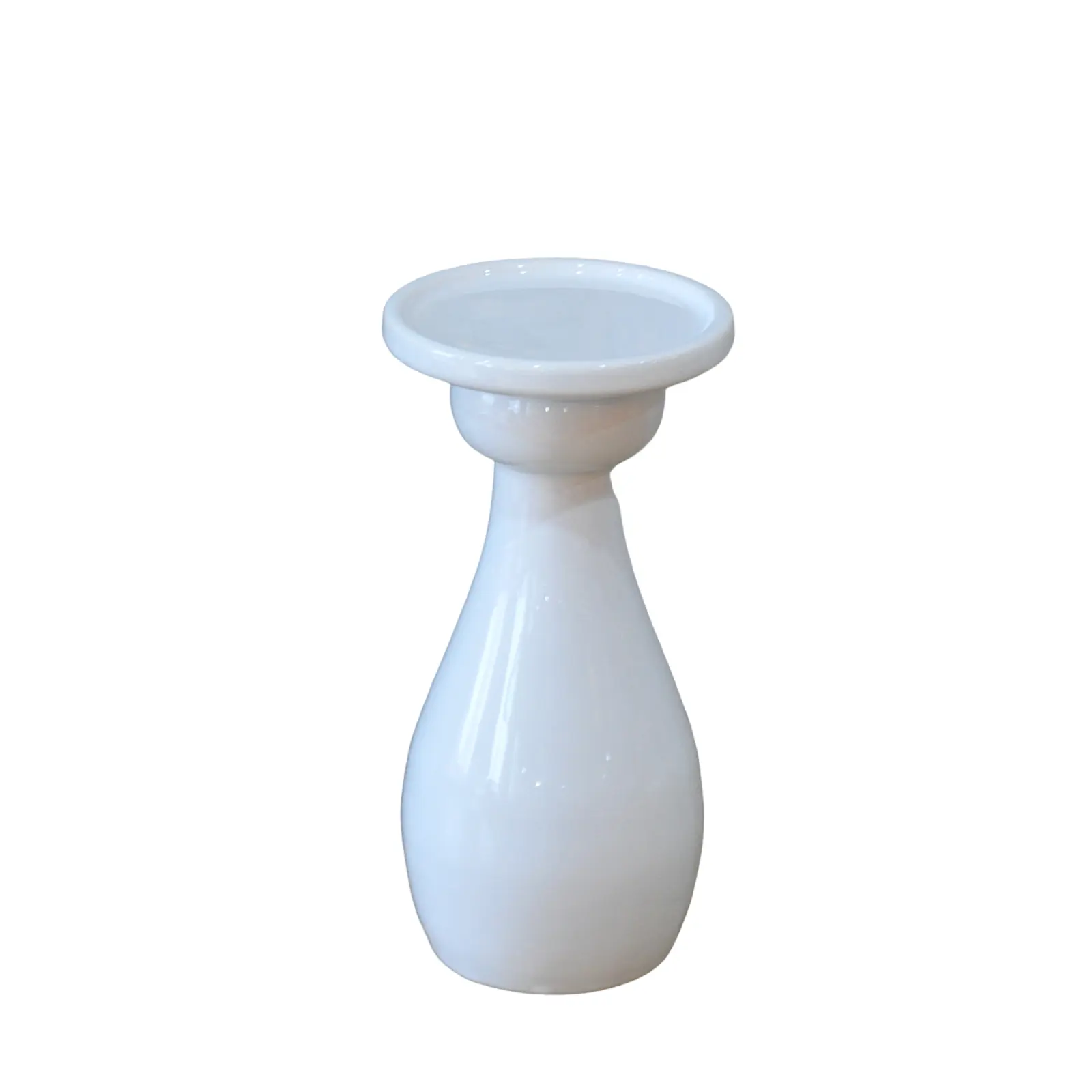 Pure White Glossy Wide-Mouth Ceramic Candle Holder