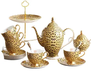 Luxury European Leopard Print Ceramic Tea Set