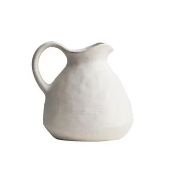 Milky White Speckled Ceramic Pitcher Vase