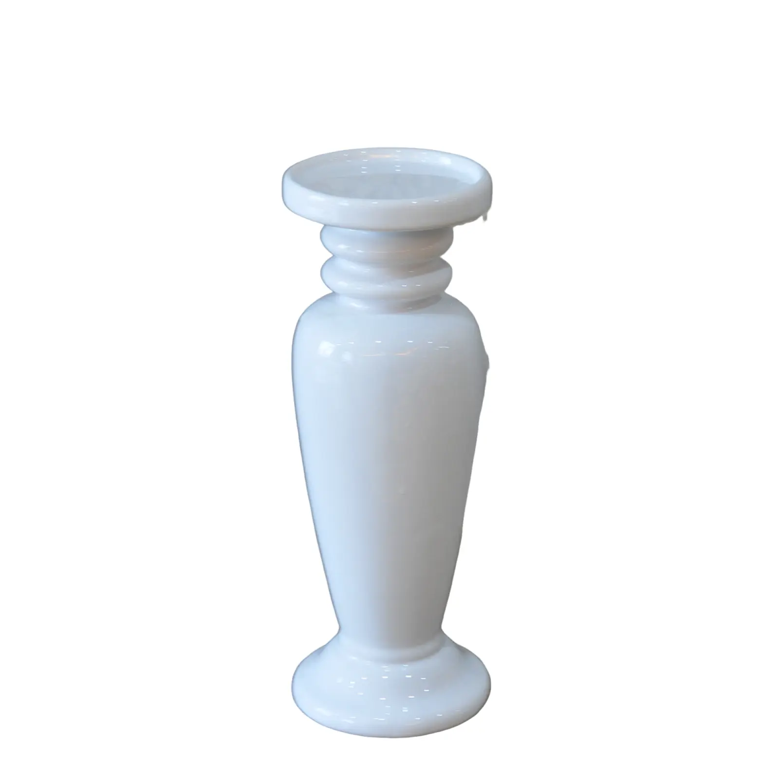 Glossy White Ceramic Multi-Ring Neck Pillar Candle Holder