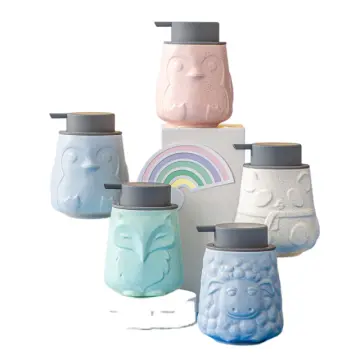 Cute Animal Embossed Macaron Color Ceramic Soap Dispenser
