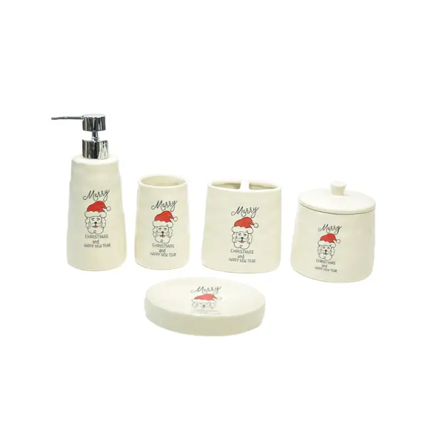 Christmas Santa Claus "Merry Christmas" Ceramic Bathroom 5-Piece Set