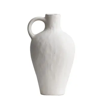 Milky White Speckled Single-Handle Ceramic Vase