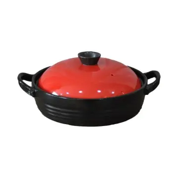 Red Black Contrast Shiny Lid Ceramic Casserole