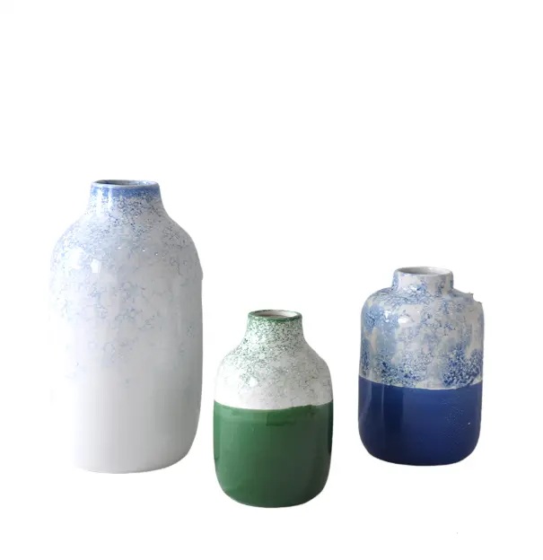 Modern Art Inspired Splatter Spot Color Block Ceramic Vase Set