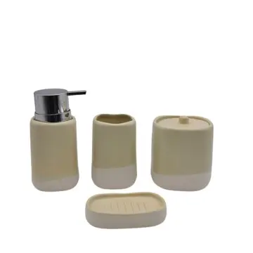 Yellow and White Gradient Stoneware Bathroom Four-Piece Set