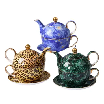 Luxury Multi - Pattern Ceramic Mother - Child Teapot, Cup & Saucer Set