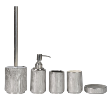 Modern Luxury Silver - Embossed Ceramic Bathroom Accessory Set