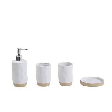Wabi - Sabi Beige Color - Block Irregular Ceramic Bathroom Accessory Set