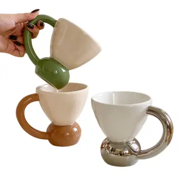 Ins Style Artistic Large Handle Layered Ceramic Mug