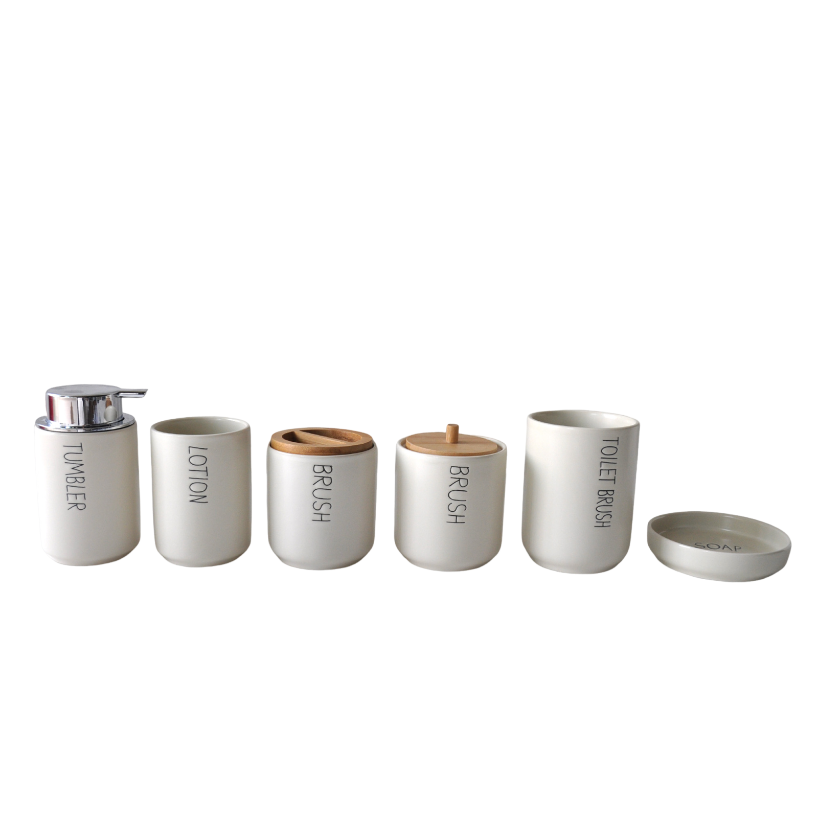 Nordic Minimalist Beige Stoneware Bathroom Accessory Set