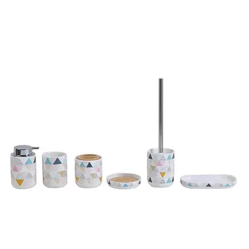 Colorful Geometric Ceramic Bathroom 6-Piece Set