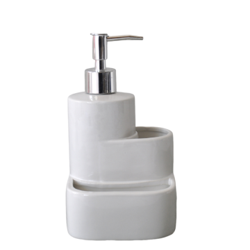 White Ceramic Tiered Integrated Bathroom Organizer