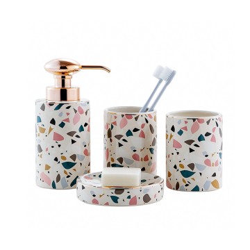 Luxury Colorful Terrazzo Ceramic Bathroom Set