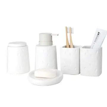 Nordic Minimalist White Textured Ceramic Bathroom Set
