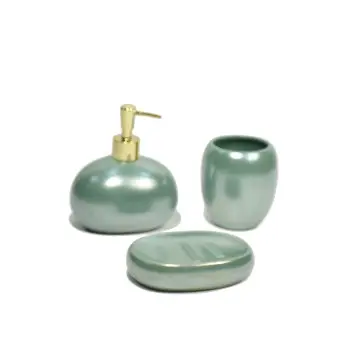 Green Ceramic Bathroom 3-Piece Set