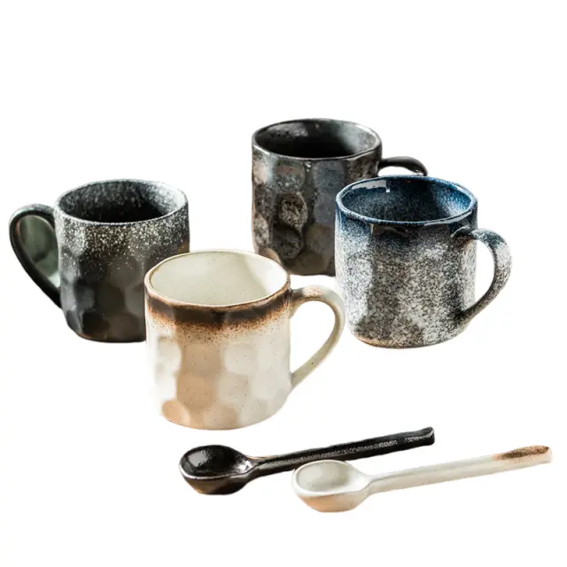 Geometric Cut Kiln-Change Glaze Ceramic Mug