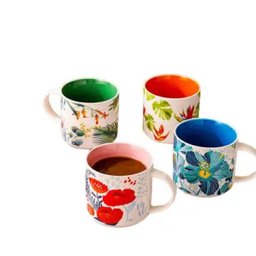 Colorful Tropical Floral Ceramic Mug