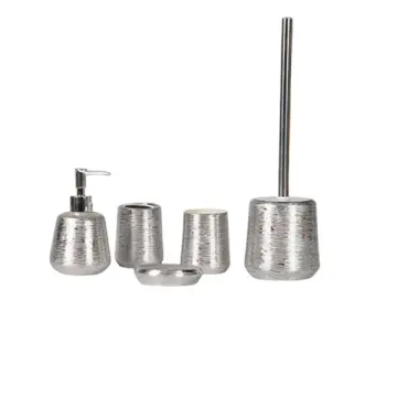 Luxury - Style Silver - Textured Ceramic Bathroom Set