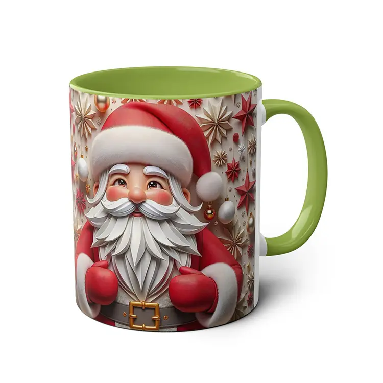 Multicolor Christmas Santa Claus Pattern Ceramic Mug