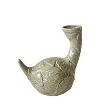 Swan - Shaped Leaf - Embossed Ceramic Vase | Artistic Home Decor Accent