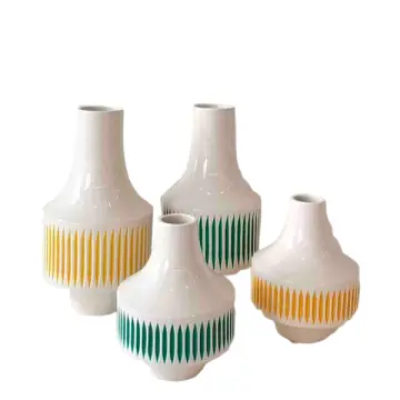 Nordic Modern Geometric - Striped Stoneware Vase Set