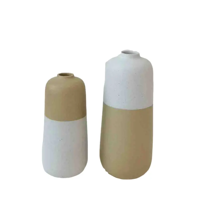 Morandi Two-Tone Spliced Straight Stoneware Vase Set
