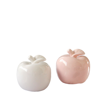 Pink & White Apple-Shaped Ceramic Decorative Ornaments