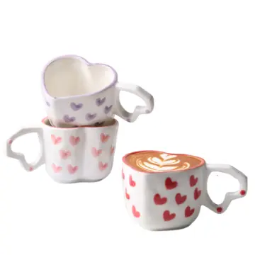 Hand-Painted Heart-Shaped Ceramic Mug