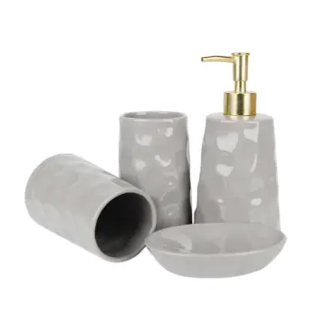 Light Gray Hammered Ceramic Bathroom Set