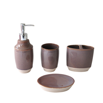 Light Brown Two-Tone Ceramic Bathroom 4-Piece Set