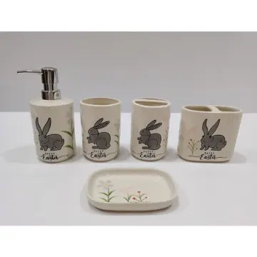 Spring series rabbit decal bathroom five piece set