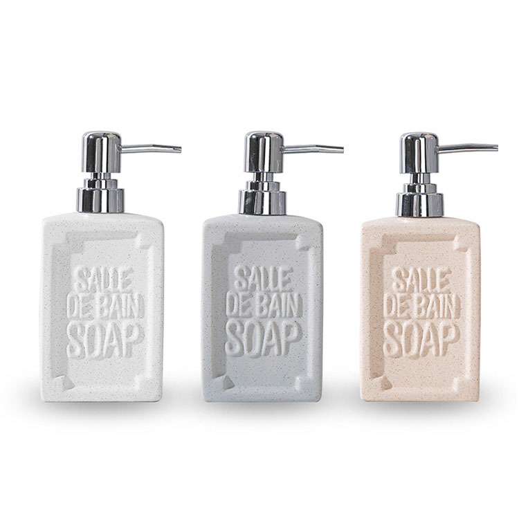 Stone Texture Embossed Letter Ceramic Lotion Dispenser