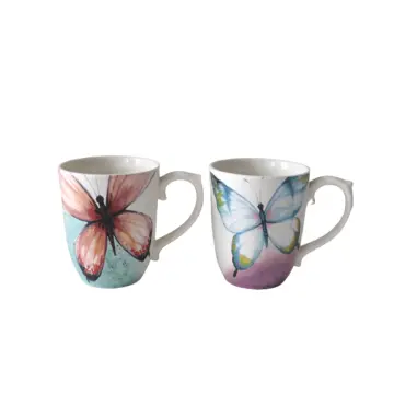 Watercolor - Style Hand - Painted Colorful Butterfly Ceramic Mug