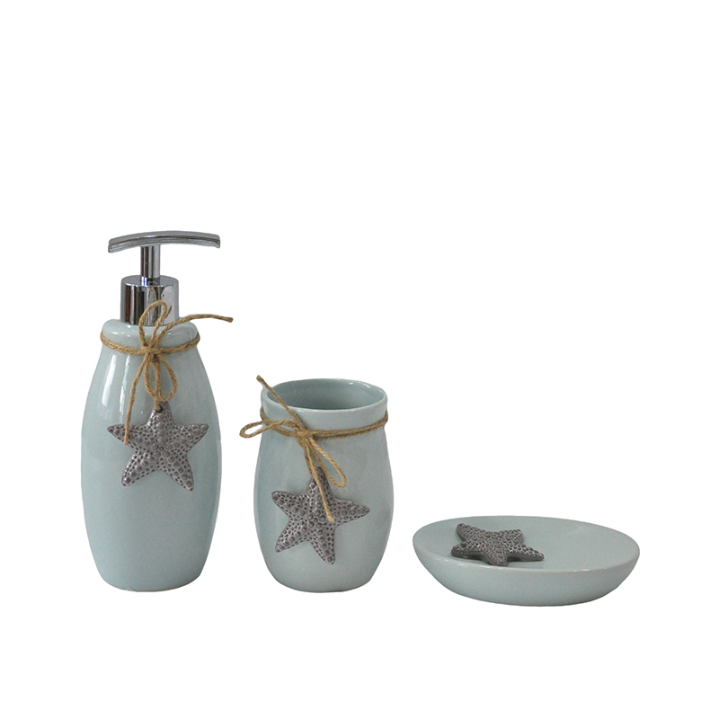 Coastal Starfish - Embellished Stoneware Bathroom 3 - Piece Set