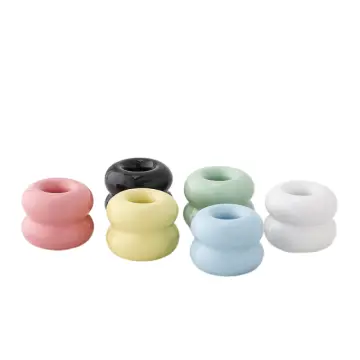 Macaron Color Donut-Shaped Ceramic Toothbrush Holder