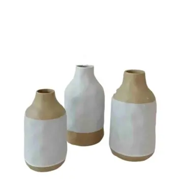 Nordic Minimalist Two - Tone Stoneware Vase Set