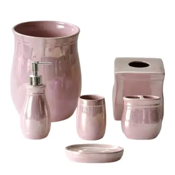 Pink - Purple Pearlized Dolomite Bathroom 6 - Piece Set