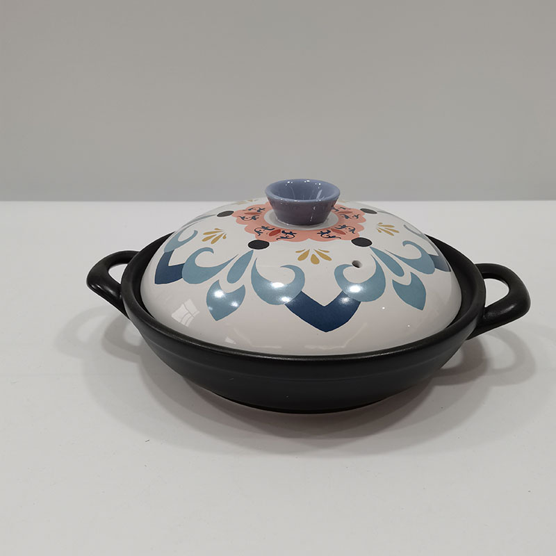 Classic decal shallow mouth clay pot