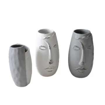 Modern Art Face - Embossed Ceramic Vase