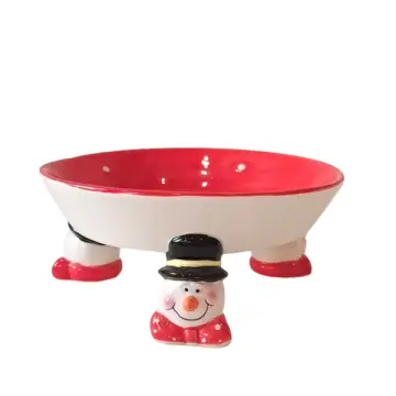 Christmas Snowman - Footed Dolomite Ceramic Bowl