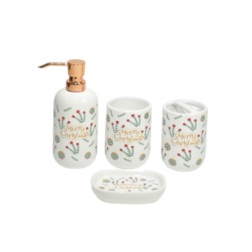 Christmas Red Berry Ceramic Bathroom 4-Piece Set