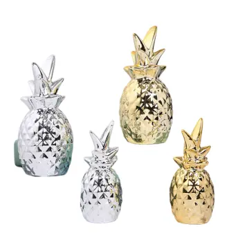 Gold & Silver Plated Pineapple-Shaped Ceramic Decorative Ornaments