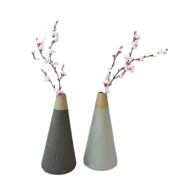 Nordic Minimalist Two - Tone Ribbed Stoneware Vase
