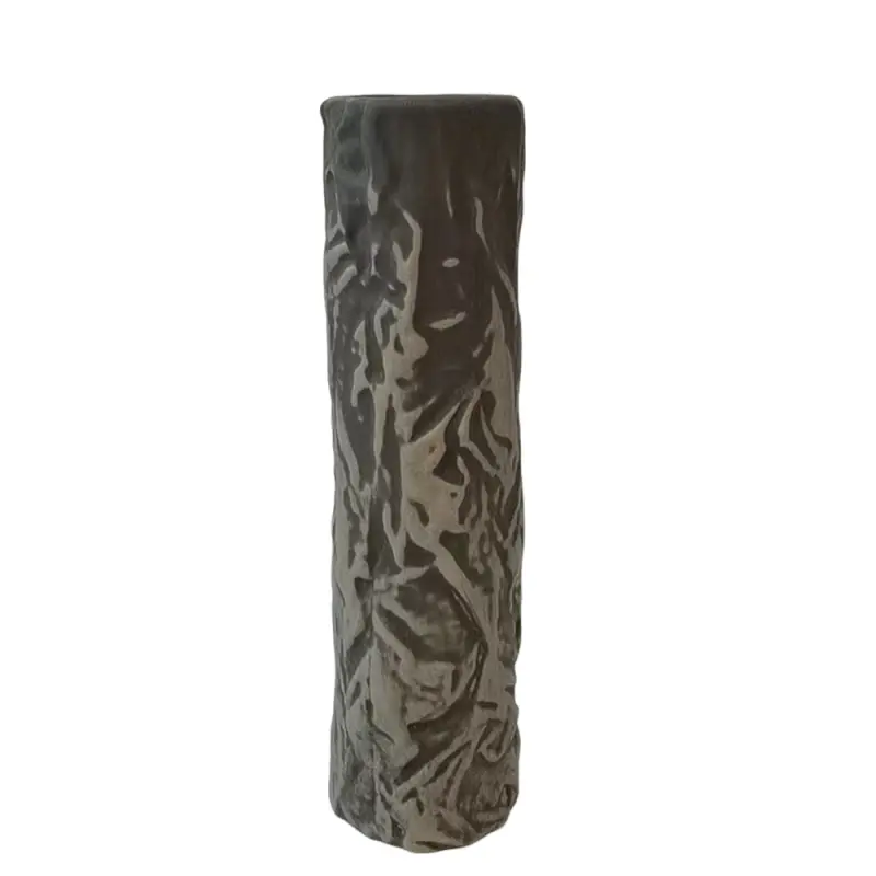 Natural Crinkled Texture Dark Gray Ceramic Vase